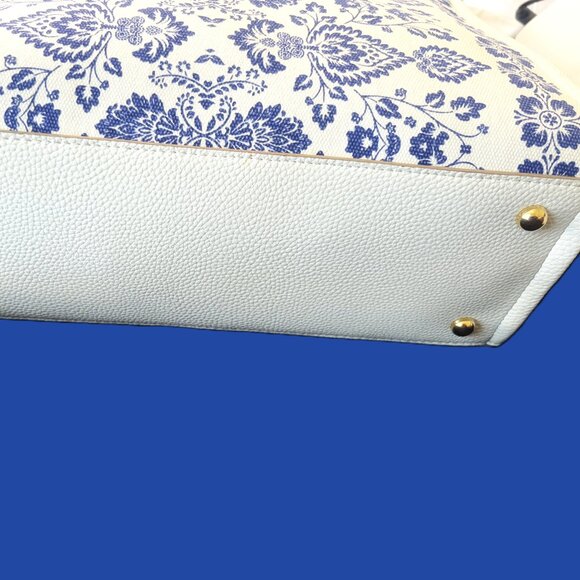 Nanette Lepore Blue & White canvas and Leather Hand Bag with Shoulder Strap NWOT - Picture 9 of 12